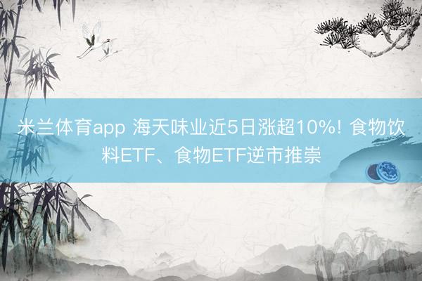 米兰体育app 海天味业近5日涨超10%! 食物饮料ETF、食物ETF逆市推崇