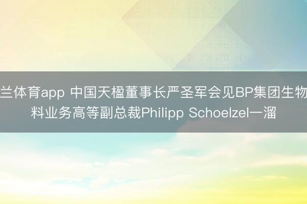 米兰体育app 中国天楹董事长严圣军会见BP集团生物燃料业务高等副总裁Philipp Schoelzel一溜