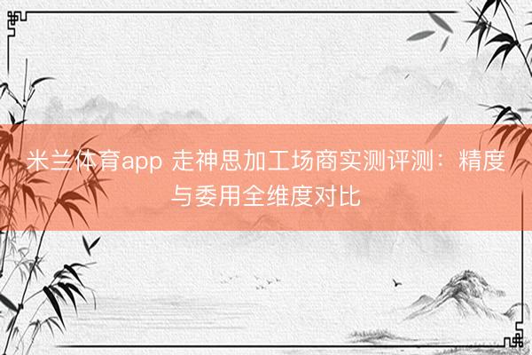 米兰体育app 走神思加工场商实测评测：精度与委用全维度对比